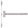 2703LBR-630-36 PHI 2700 Series Wood Door Concealed Vertical Rod Device Prepped for Key Retracts Latchbolt with Less Bottom Rod in Satin Stainless Steel Finish