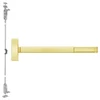 FL2703LBR-605-36 PHI 2700 Series Fire Rated Wood Door Concealed Vertical Exit Device Prepped for Key Retracts Latchbolt in Bright Brass Finish