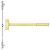 DE2701LBR-605-36 PHI 2700 Series Non Fire Rated Wood Door Concealed Vertical Exit Device Prepped for Cover Plate in Bright Brass Finish