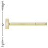 DE2705LBR-606-36 PHI 2700 Series Non Fire Rated Wood Door Concealed Vertical Exit Device Prepped for Key Controls Thumb Piece in Satin Brass Finish