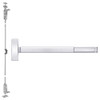 ELRFL2703LBR-625-48 PHI 2700 Series Wood Door Concealed Vertical Exit Device with Electric Latch Retraction Prepped for Key Retracts Latchbolt in Bright Chrome Finish