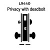 L9440-12N-605-LH Schlage L Series Privacy with Deadbolt Commercial Mortise Lock with 12 Cast Lever Design in Bright Brass