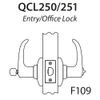 QCL250E625NS4FLSLC Stanley QCL200 Series Less Cylinder Entrance Lock with Sierra Lever in Bright Chrome