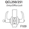 QCL251E619R8FLSLC Stanley QCL200 Series Less Cylinder Entrance/Office Lock with Sierra Lever Prepped for SFIC in Satin Nickel