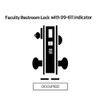 L9486L-02B-605-LH, Schlage Faculty Restroom with Indicator, Mortise Lock, 02 Lever, B Rose, Less Cylinder, Bright Brass Finish