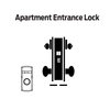 L9060P-OME-B-606 Schlage L Series Apartment Entrance Commercial Mortise Lock with Omega Lever Design in Satin Brass