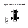 L9060L-12B-629-LH Schlage L Series Less Cylinder Apartment Entrance Commercial Mortise Lock with 12 Cast Lever Design in Bright Stainless Steel