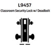 L9457P-02B-626 Schlage L Series Classroom Security w/Deadbolt Commercial Mortise Lock with 02 Cast Lever Design in Satin Chrome