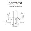 QCL261M625NR8FLRLC Stanley QCL200 Series Less Cylinder Classroom Lock with Summit Lever Prepped for SFIC in Bright Chrome