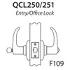 QCL250A605FR4118FLC Stanley QCL200 Series Less Cylinder Entrance Lock with Slate Lever in Bright Brass