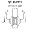 QCL170M605R8118FLC Stanley QCL100 Series Less Cylinder Storeroom Lock with Summit Lever in Bright Brass