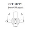 QCL151M626FS4NOSLC Stanley QCL100 Series Less Cylinder Entrance Lock with Summit Lever Prepped for SFIC in Satin Chrome