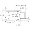 ETS-102-630 Don Jo 2-3/4" Extended Lip T-Strike Dimensional View