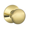 F10-PLY-605 Schlage F Series - Knob Plymouth Style with Passage Lock Function in Bright Brass