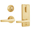 QCI231A605R4FLRBF Stanley QCI200 Series Standard Duty Interconnected Single Locking Prepped for SFIC with Slate Lever in Bright Brass Finish