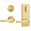 QCI251A605R8FLS2BF Stanley QCI200 Series Standard Duty Interconnected Double Locking Prepped for SFIC with Slate Lever in Bright Brass Finish