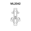 ML2042-LWF-618-CL6 Corbin Russwin ML2000 Series IC 6-Pin Less Core Mortise Entrance Locksets with Lustra Lever in Bright Nickel