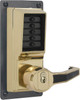 LRP1020R-03 Simplex Exit Trim Lever with Sargent Removable Core Key Override option in Bright Brass finish