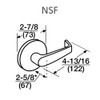 ML2058-NSF-618-CL6 Corbin Russwin ML2000 Series IC 6-Pin Less Core Mortise Entrance Holdback Locksets with Newport Lever in Bright Nickel