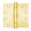 5BB1SH-4-5x4-5-632 IVES 5 Knuckle Ball Bearing Full Mortise Hinge with Security Studs in Bright Brass Plated