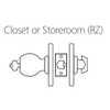 8K47RZ6AS3626 Best 8K Series Closet or Storeroom Heavy Duty Cylindrical Knob Locks with Tulip Style in Satin Chrome
