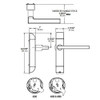 4600-03-642-US32D Adams Rite Heavy Duty Square Deadlatch Handles Dimensional View