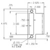 MEST-102-DU Don Jo Mortise Type Extended Lip ANSI Strike Dimensional View