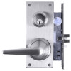 MRX-E-L-46-630-YLFIC TownSteel Heavy Duty Anti-Ligature Institutional Privacy with Key Locked Feature with thumb turn x Levers Mortise Lock Single Cylinders with Escutcheon Trim in Satin Stainless Steel