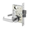 AUR8847FL-626-LC Yale 8800FL Series Less Cylinder with Deadbolt Mortise Entrance Lock with Indicator with Augusta Lever - CO Rose in Satin Chrome