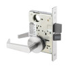 AUR8867FL-629-LC Yale 8800FL Series Less Cylinder with Deadbolt Mortise Dormitory or Exit Lock with Indicator with Augusta Lever - CO Rose in Bright Stainless Steel
