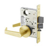 AUR8860-2FL-605-LC Yale 8800FL Series Less Cylinder with Deadbolt Mortise Entrance or Storeroom Lock with Indicator with Augusta Lever in Bright Brass