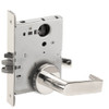 L9050L-06B-629-RX Schlage L Series Less Cylinder Entrance Commercial - Request to Exit Mortise Lock with 06 Cast Lever - B Rose Design in Bright Stainless Steel
