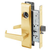 AUCN8824FL-606-LC Yale 8800FL Series Less Cylinder Mortise Hold Back Locks with Augusta Lever in Satin Brass
