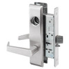 AUCN8847FL-629-LC Yale 8800FL Series Less Cylinder with Deadbolt Mortise Entrance Lock with Indicator with Augusta Lever in Bright Stainless Steel