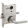L9050L-02A-630-LX Schlage L Series Less Cylinder Entrance Commercial - Latchbolt Monitor Mortise Lock with 02 Cast Lever - A Rose Design in Satin Stainless Steel