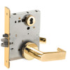 L9050J-06A-605-RX Schlage L Series Entrance Commercial - Request to Exit Mortise Lock with 06 Cast Lever - A Rose Design Prepped for FSIC in Bright Brass