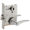 L9050J-12A-630-RH-RX Schlage L Series Entrance Commercial - Request to Exit Mortise Lock with 12 Cast Lever - A Rose Design Prepped for FSIC in Satin Stainless Steel