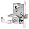 PBR8823FL-629-SFICLC Yale 8800FL Series Single Cylinder with Deadbolt Mortise Storeroom Lock with Indicator with Pacific Beach Lever Lock Prepped SFIC in Bright Stainless Steel
