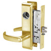 PBCN8861FL-605-LC Yale 8800FL Series Less Cylinder with Deadbolt Mortise Dormitory or Storeroom Lock with Indicator with Pacific Beach Lever in Bright Brass