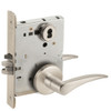 L9050B-12B-619-RH-RX Schlage L Series Entrance Commercial - Request to Exit Mortise Lock with 12 Cast Lever Design Prepped for SFIC in Satin Nickel