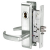 PBCN8867FL-618-ICLC Yale 8800FL Series Single Cylinder with Deadbolt Mortise Dormitory or Exit Lock with Indicator with Pacific Beach Lever Lock Prepped LFIC in Bright Nickel