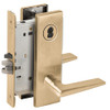 L9050B-05N-606-RX Schlage L Series Entrance Commercial - Request to Exit Mortise Lock with 05 Cast Lever Design Prepped for SFIC in Satin Brass