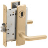 L9050B-02L-606-RX Schlage L Series Entrance Commercial - Request to Exit Mortise Lock with 02 Cast Lever Design Prepped for SFIC in Satin Brass
