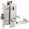 L9050B-03L-629-RX Schlage L Series Entrance Commercial - Request to Exit Mortise Lock with 03 Cast Lever Design Prepped for SFIC in Bright Stainless Steel