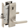 L9050B-02N-619-LX Schlage L Series Entrance Commercial - Latchbolt Monitor Mortise Lock with 02 Cast Lever Design Prepped for SFIC in Satin Nickel