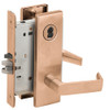 L9050B-06N-612-LX Schlage L Series Entrance Commercial - Latchbolt Monitor Mortise Lock with 06 Cast Lever Design Prepped for SFIC in Satin Bronze