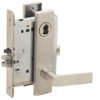 L9050B-01L-619-LX Schlage L Series Entrance Commercial - Latchbolt Monitor Mortise Lock with 01 Cast Lever Design Prepped for SFIC in Satin Nickel