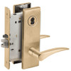 L9050J-12N-606-RX-LH Schlage L Series Entrance Commercial - Request to Exit Mortise Lock with 12 Cast Lever Design Prepped for FSIC in Satin Brass