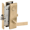 L9080P-01N-606-RX Schlage L Series Storeroom Commercial - Request to Exit Mortise Lock with 01 Cast Lever Design in Satin Brass