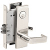 L9080P-06N-629-RX Schlage L Series Storeroom Commercial - Request to Exit Mortise Lock with 06 Cast Lever Design in Bright Stainless Steel